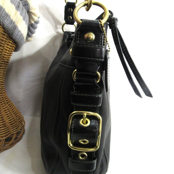 XL ZOE EDITORIAL BAG NEAR MINT CONDITION BLACK LEATHER BRASS HARDWARE - Picture 10 of 16